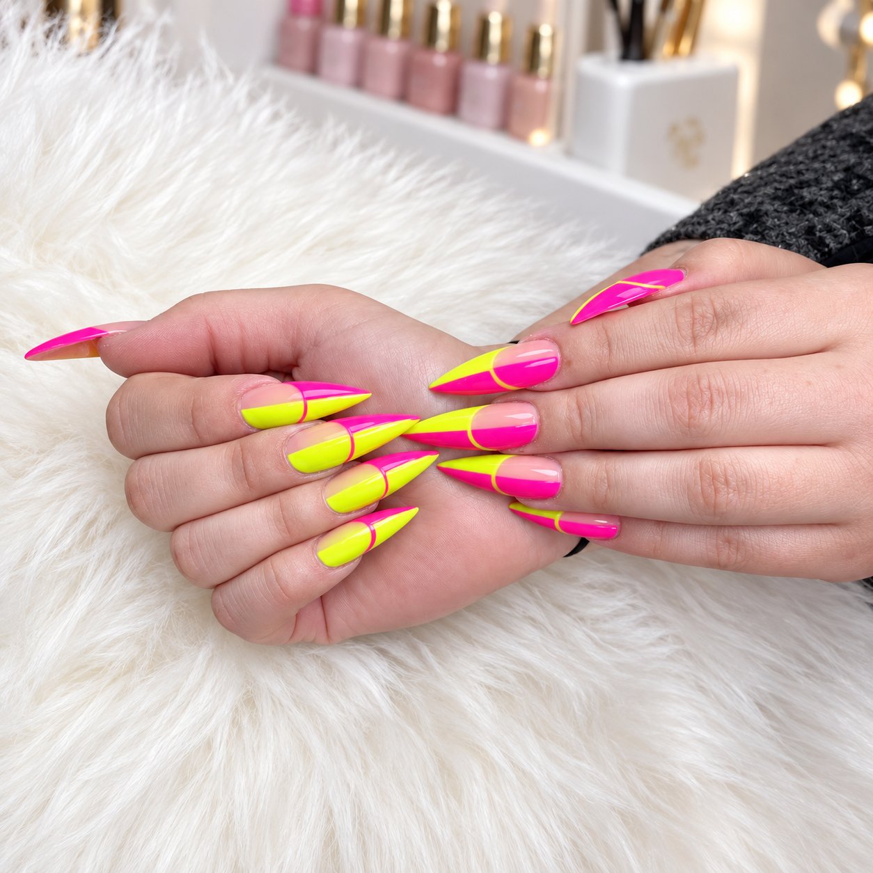 Neon pink & yellow – stiletto