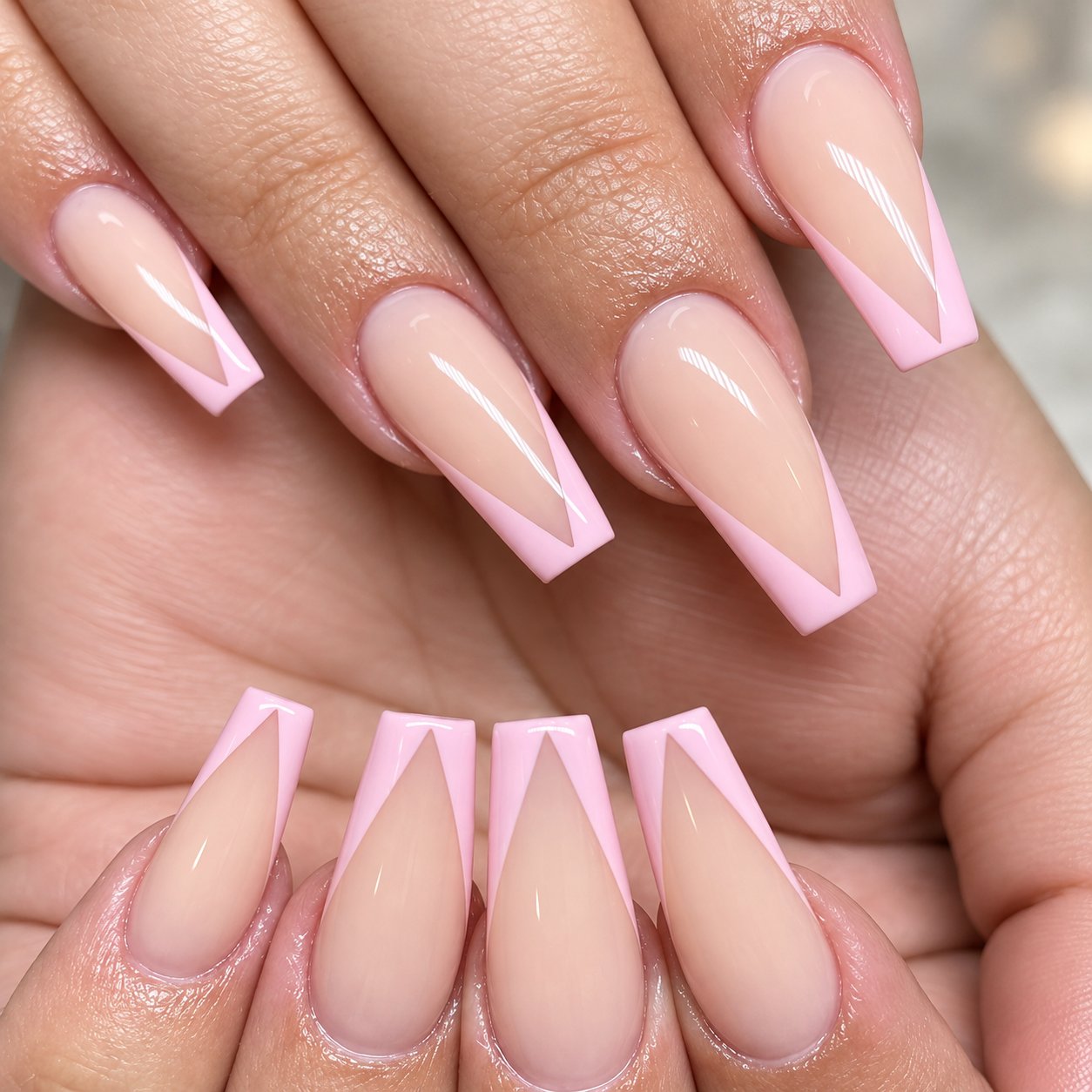 Pink French – ballerina shape