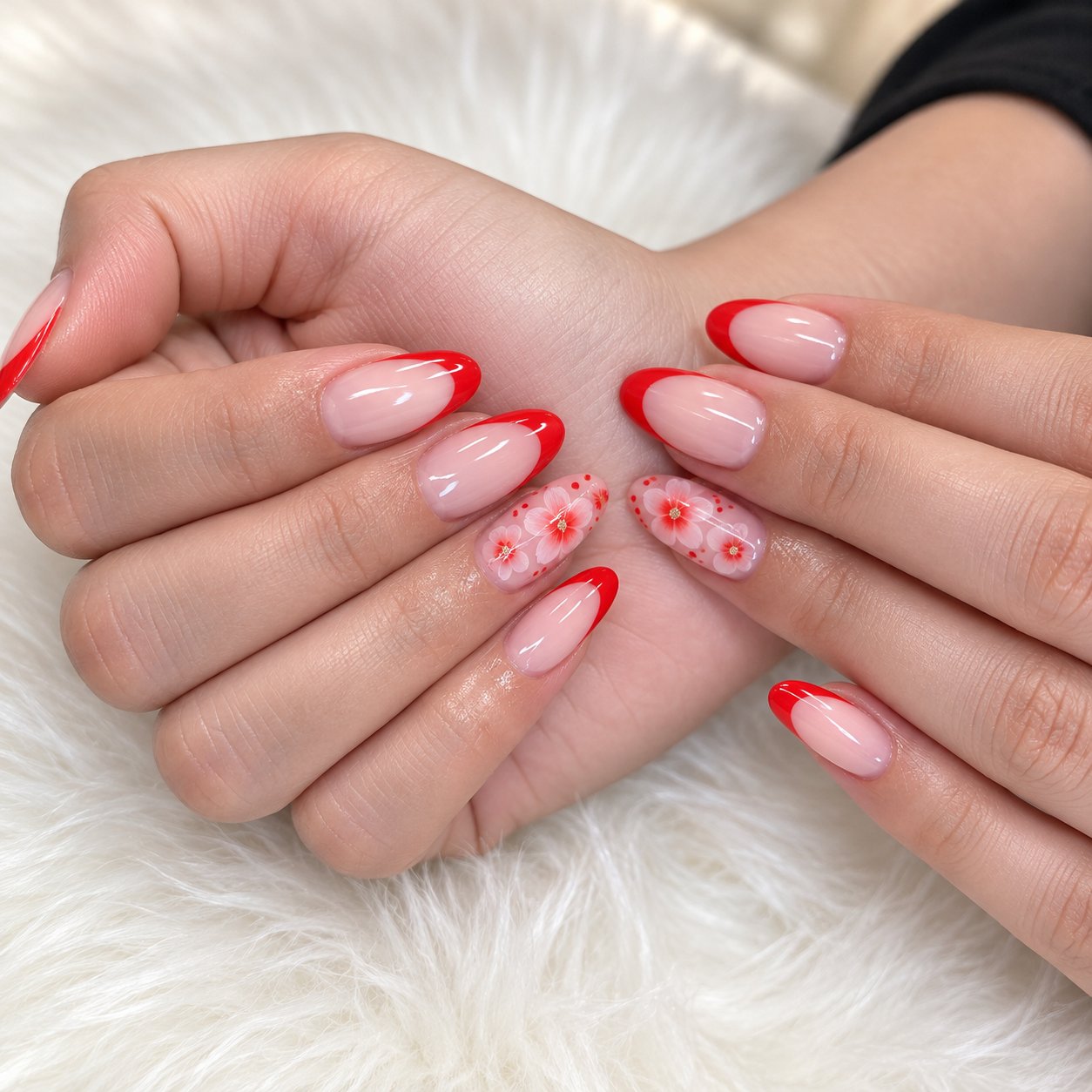 Red French with flowers